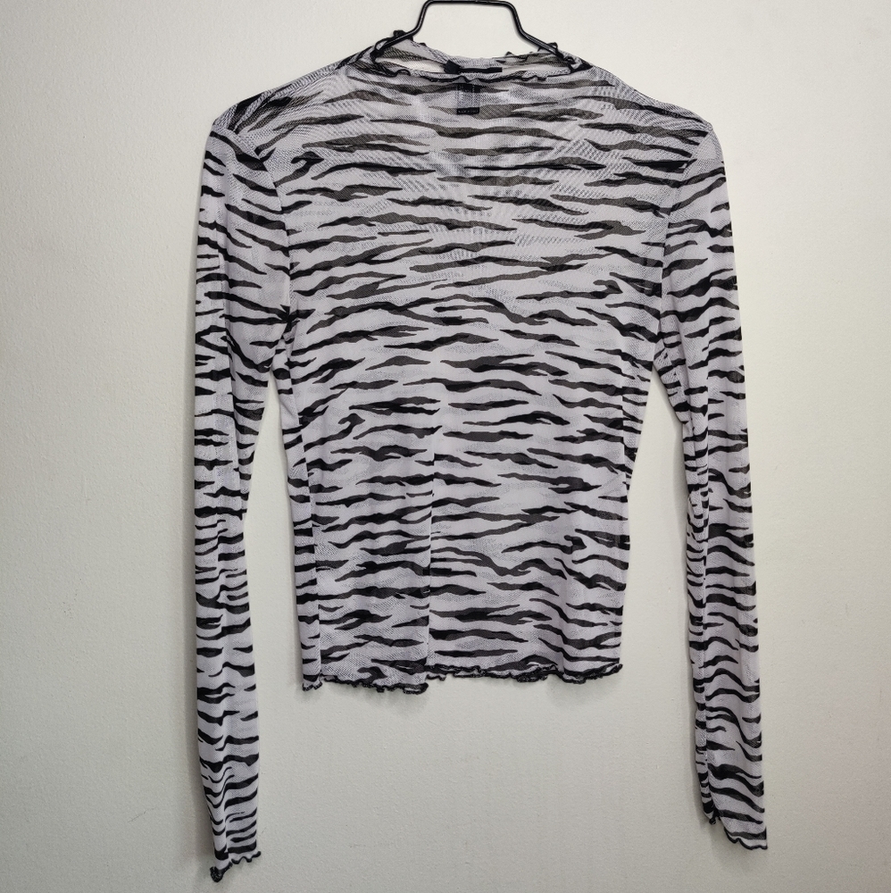 F21 Mesh Zebra print top